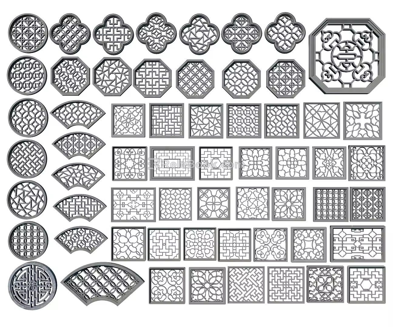 New Chinese-style openwork window 3d model