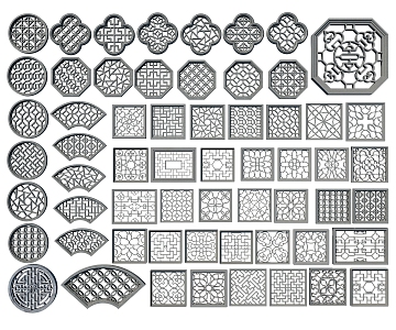 New Chinese-style openwork window 3d model