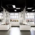 Modern Laboratory Interior Design With White Lab Benches And Large Windows 3d model