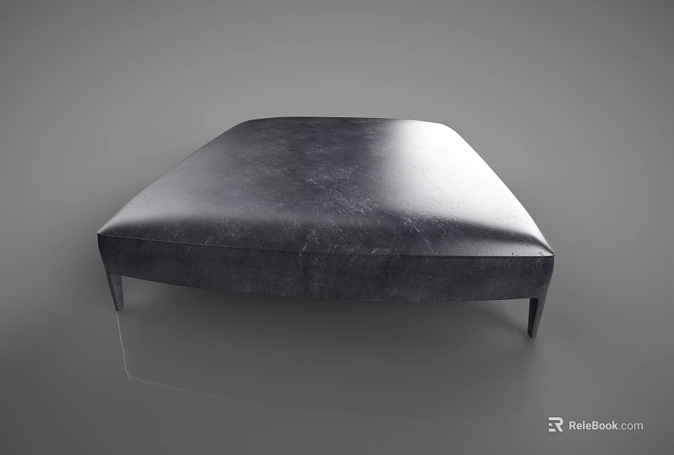Modern Dark Gray Leather Sofa Bench With Slim Legs And Smooth Surface 3d model