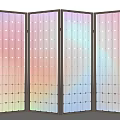 Modern Four Panel Screen With Rainbow Gradient Glass Panels And Black Frame 3d model