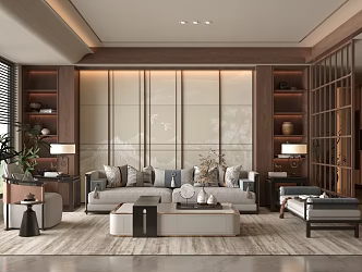 New Chinese-style Home Living Room Sofa Coffee Table Combination Luohan Bed 3d model