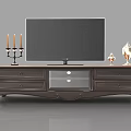 Elegant Carved TV Stand with Flat Screen TV Decorative Ornaments Drawers and Glass Door Storage