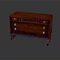 Traditional Mahogany Cabinet Design With Drawers Metal Handles And Carved Legs