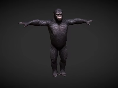 Detailed Game Movie Character Gorilla 3D Model With Outstretched Arms And Dark Background 3d model