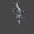 Realistic Spinosaurus Dinosaur With Open Mouth And Sailback Scaly Skin