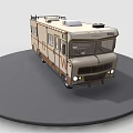 Beige Brown Camper Van with Roof Rack Side Windows on Circular Platform 3d model