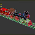 Detailed Red and Black Vintage Steam Train Model with Gold Accents on Track