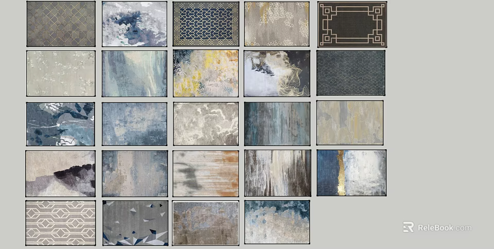 Modern Square Rugs With Diverse Patterns And Colors For Home Decor 3d model