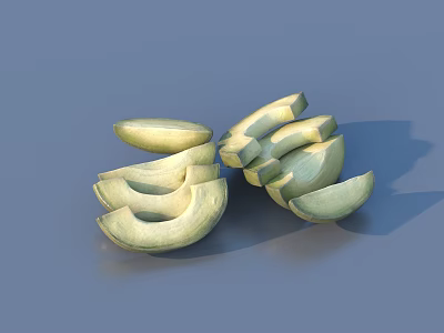 Fresh Green Cucumber Slices Arranged On Blue Background For Healthy Snacks 3d model