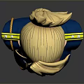 Woman with Blonde Spiky Hair in Blue Uniform with Yellow Epaulets Gold Tassel Bust Sculpture