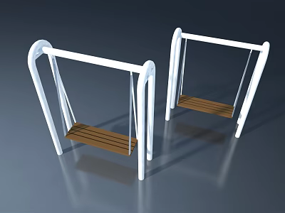 Modern White Frame Swing With Wooden Seat For Indoor Outdoor Use 3d model