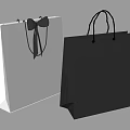 Elegant Decorative Ornament Set With White And Black Shopping Bags And Black Bow