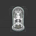 Elegant Vintage Silver Clock with Glass Dome and Golden Base Design