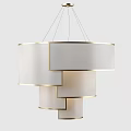 Modern Layered Chandelier With White Shades And Gold Trim For Elegant Lighting