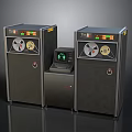 Vintage Black Computer Equipment With Dual Tape Drives Control Panel And Indicator Lights