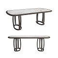 Elegant Modern Dining Table With Marble Top And Sleek Metal Frame Design 3d model