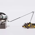 Yellow and Black Utility Truck with Telescopic Boom for Construction Work and Gray Structure