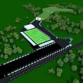 Outdoor Park Area Design Featuring Entrance Square Basketball Court Activity Lawn And Rest Seats