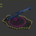 3D Model Large Weapon With Metal Structure Platform Base And Red Details 3d model