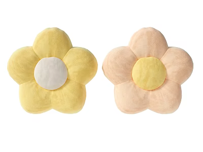 Two Plush Flower Shaped Yellow And Pink Decorative Pillows With Contrasting Centers 3d model