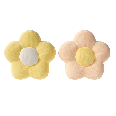 Two Plush Flower Shaped Yellow And Pink Decorative Pillows With Contrasting Centers 3d model