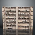 Old Apartment Building Exterior With Multiple Floors Air Conditioners And Windows