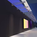 Purple Illuminated Star shaped Lighting Combination With Snowflake Pattern And Modern Design On Black Wall
