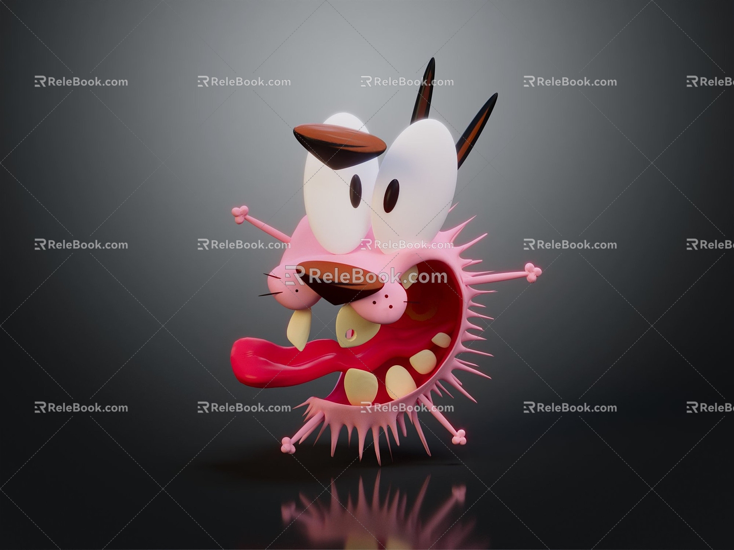 Modern game characters exaggerated dog head cartoon dog head 3d model