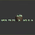 Green Mushrooms with White Spots in Brown Wicker Basket and Scattered Around on Dark Background