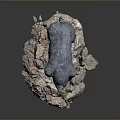 Blue Metallic Gorilla Sculpture Standing On Rocky Base With Detailed Features
