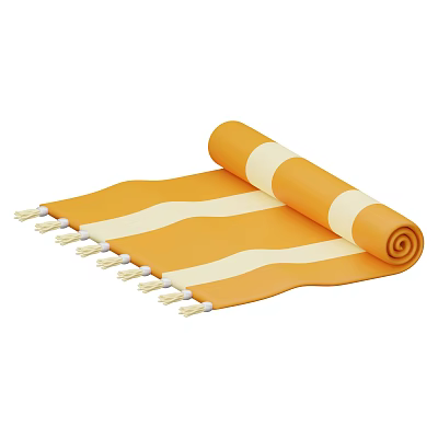 Orange and Cream Striped Stylish Carpet Featuring Tassel Edges for Home Decor 3d model