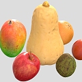 fruit apple mango avocado orange vegetable 3d model