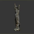 Intricate Mythological Sculpture Carving with Dynamic Twisted Body and Ornamental Details
