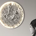 Round Moon Surface Texture Illuminated Wall Lamp For Modern Home Decor 3d model