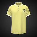 Yellow Short Sleeve Polo Shirt with White Collar Cuffs and Chest Logo
