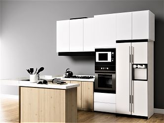 Modern Cabinet Kitchen Cabinet Appliances Refrigerator 3d model