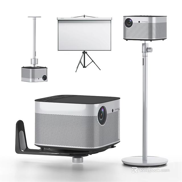 Advanced Projection Monitoring Equipment With Projector Screen Stand And Mount 3d model 