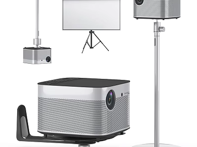 Advanced Projection Monitoring Equipment With Projector Screen Stand And Mount 3d model
