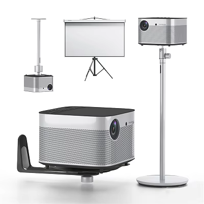 Advanced Projection Monitoring Equipment With Projector Screen Stand And Mount 3d model