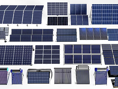Various Types Of Solar Panels And Renewable Energy Equipment 3d model