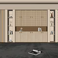 Modern White And Wooden Bookcase Featuring Grid Design Cabinet Doors Decorative Partition Plant And Window