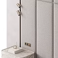Modern Elegant Bed Background Wall With Gray Upholstered Panels And Marble Nightstands