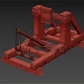 Ancient Wooden Siege Engine Mechanical Device With Rope And Metal Components 3d model