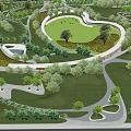 Scenic Park Landscape With Curved Pathways Green Lawn And Lush Trees