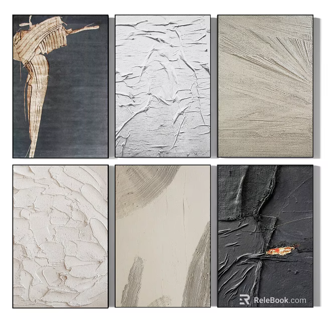 Textured Abstract Paintings As Modern Home Wall Decor Art Pieces 3d model 