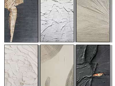 Textured Abstract Paintings As Modern Home Wall Decor Art Pieces 3d model