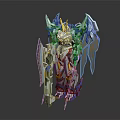 Detailed Blue White Yellow Purple Robot Model With Mechanical Wings And Weapons