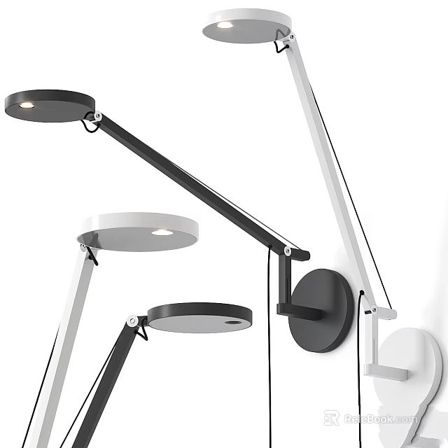 Modern Wall Lamp With Adjustable Arm Black And White Design For Indoor Lighting 3d model 