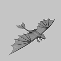 Black Dragon Game And Movie Character With Large Wings Flying In Blue Sky